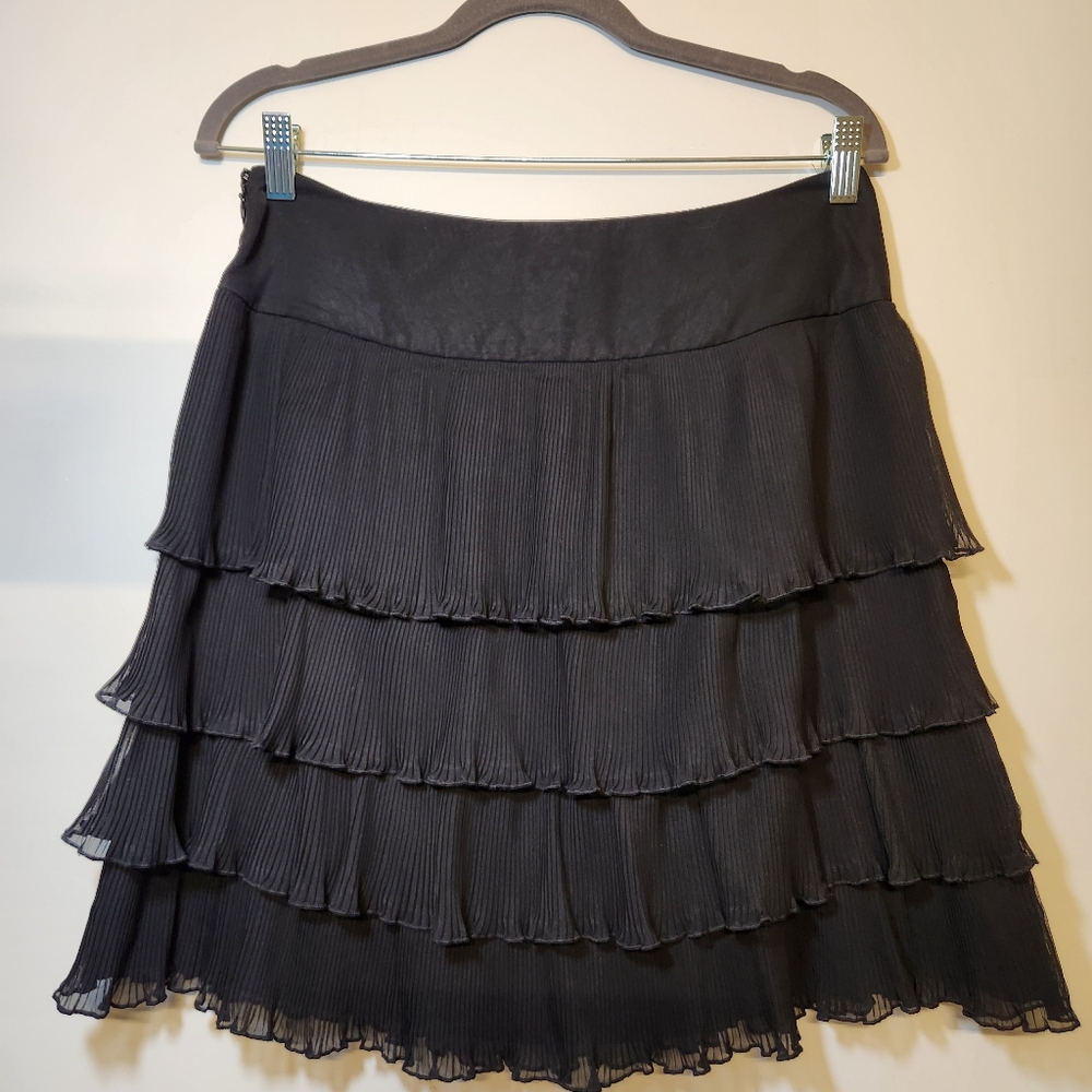 NWT Vintage Ann Taylor LOFT Y2K Tiered Pleated Chiffon Skirt | Size 6 | Black - Picture 3 of 9